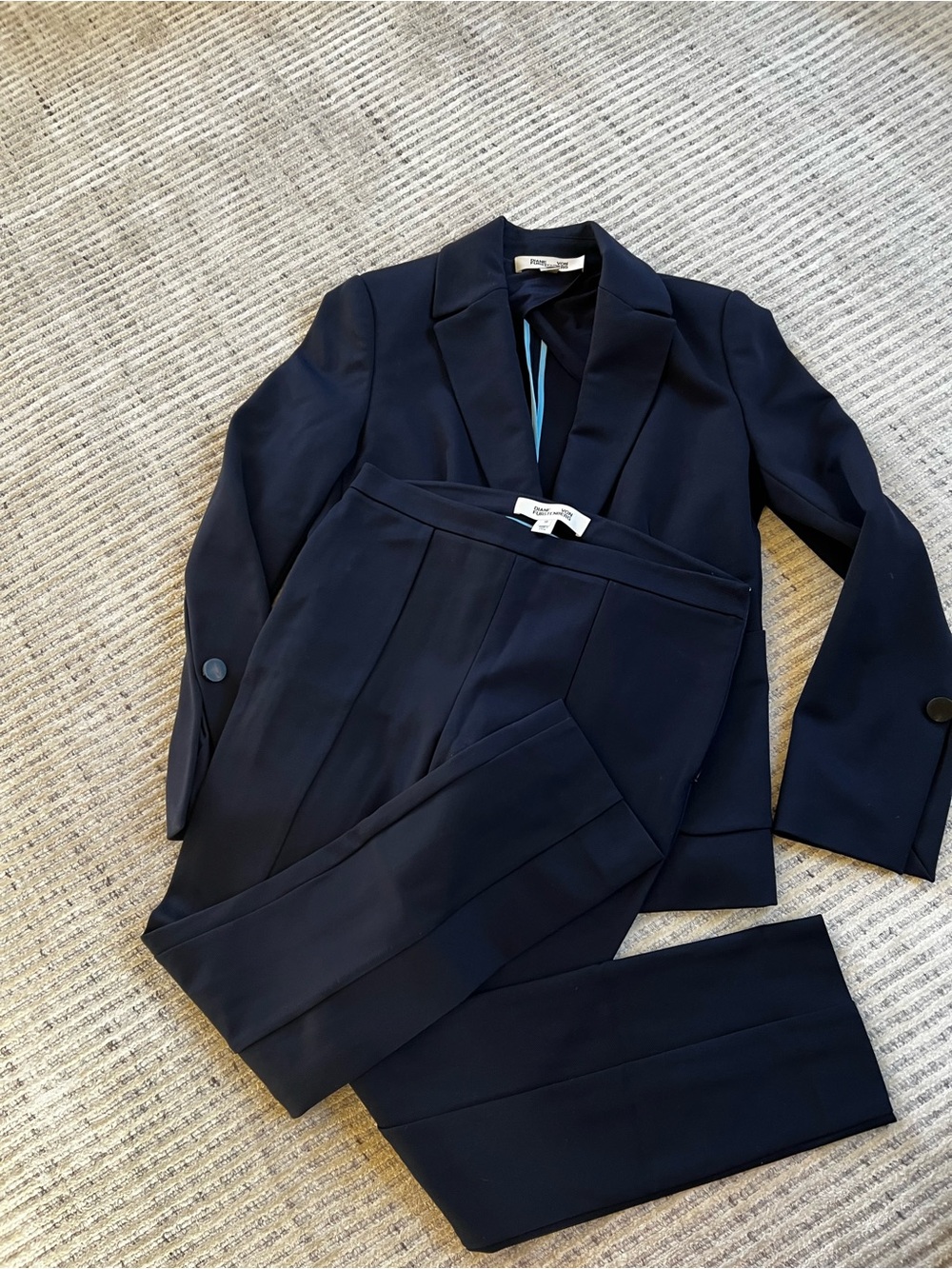 Diane Von Furstenberg Navy Tailored Blazer and Trousers